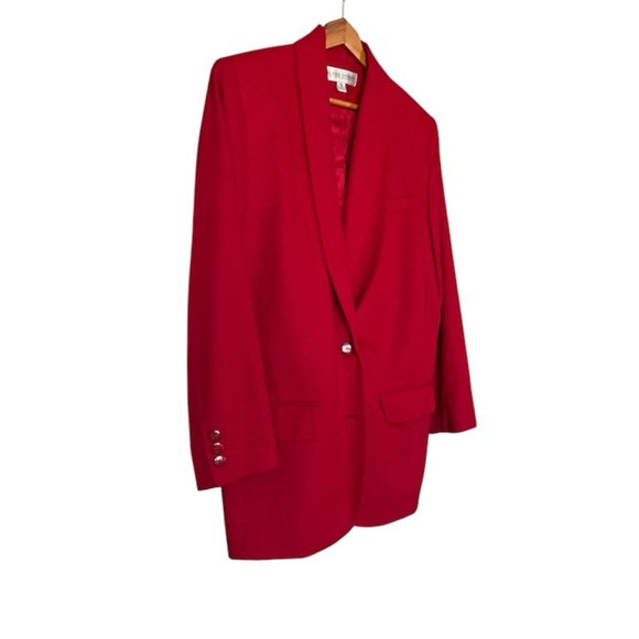 Vintage VALERIE STEVENS Wool & Cashmere Blend Long Boxy Blazer, Size 12 - Picture 4 of 10